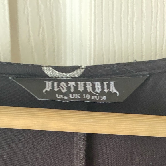 DISTURBIA Black Silver Celestial Print Gathered V-Neck Witchy Maxi Dress 6 - Picture 5 of 12